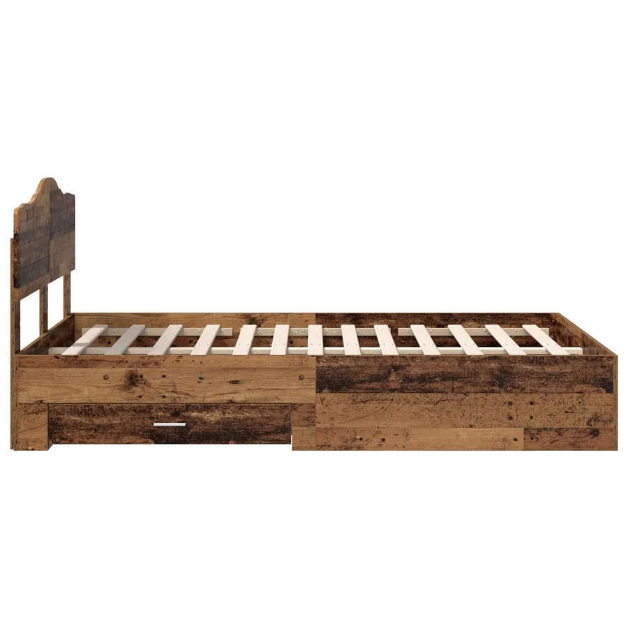 Cadre de lit Bois ancien 135 x 190 cm Bois d'ingénierie - 9
