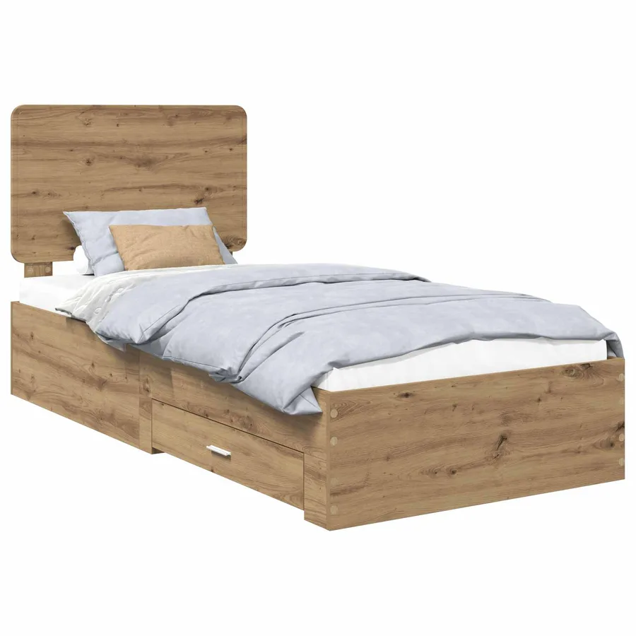 Cadre de lit Chêne artisanal 90 x 190 cm Bois d'ingénierie - 2