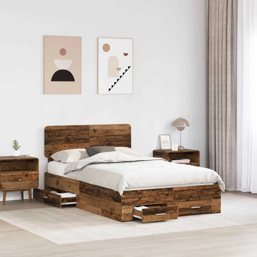 Cadre de lit Bois ancien 120 x 190 cm Bois d'ingénierie - 3