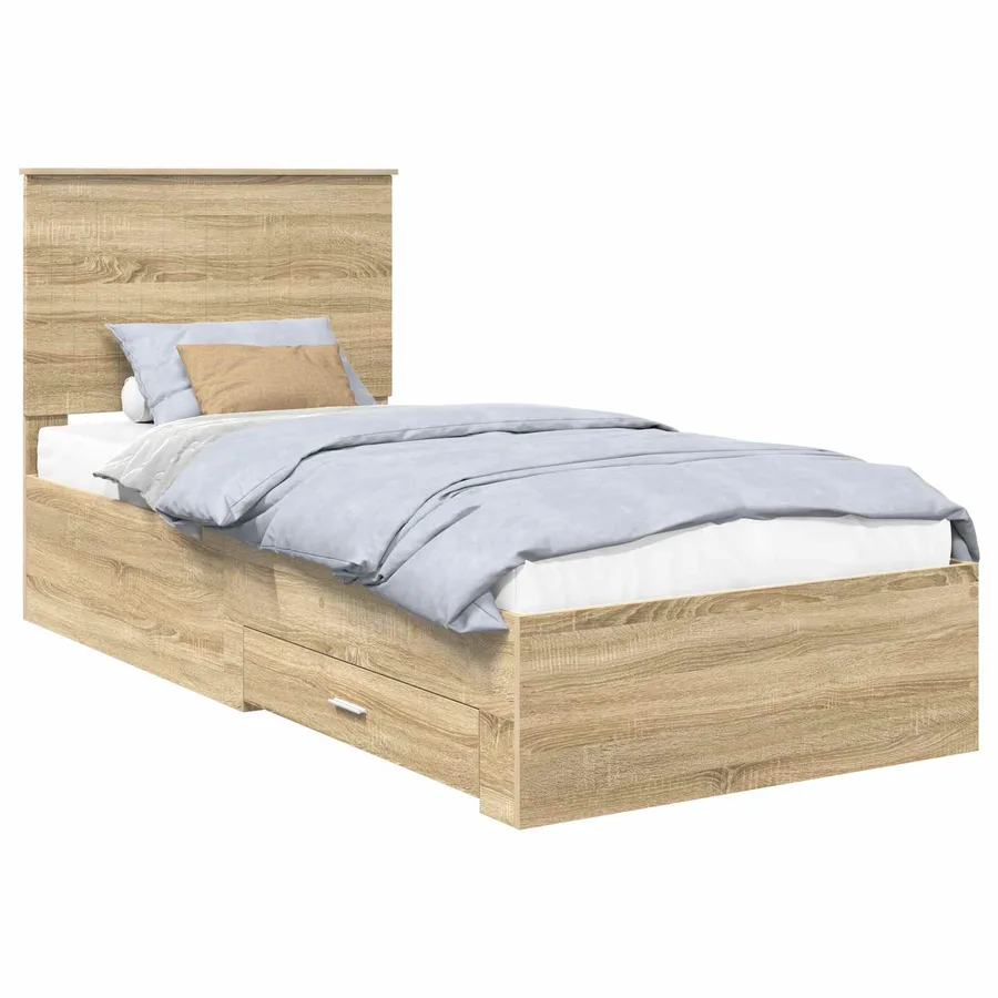 Cadre de lit Chêne Sonoma 90 x 190 cm Bois d'ingénierie - 2