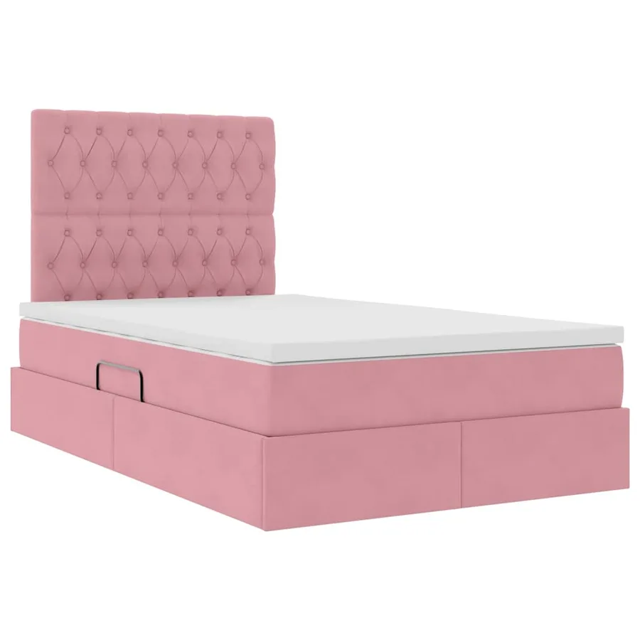Lit de rangement LED avec matelas Rose 120 x 200 cm Velours - 6