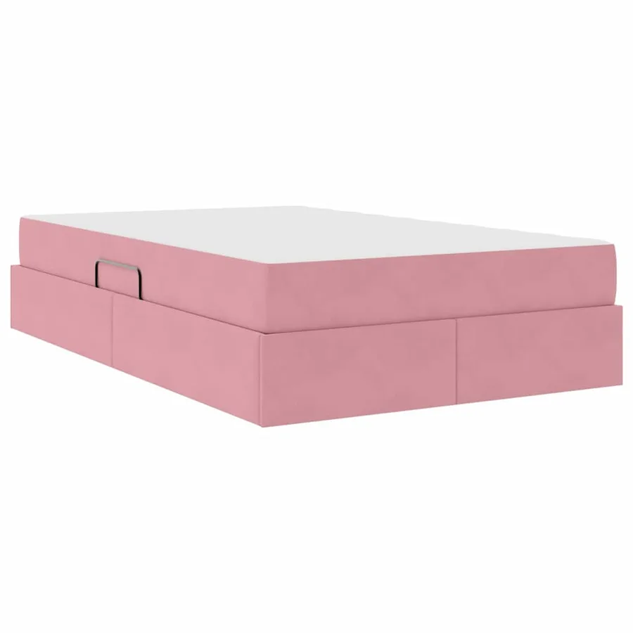 Lit avec rangement et matelas Rose 120 x 200 cm Velours - 5
