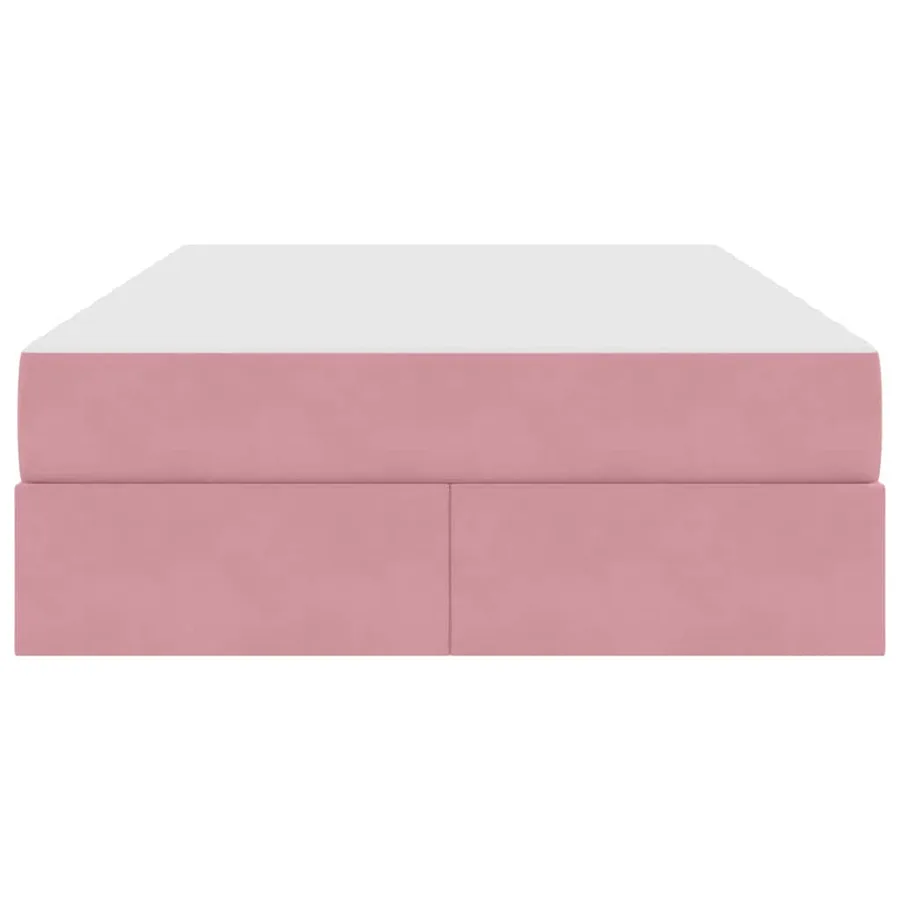 Lit avec rangement et matelas Rose 120 x 200 cm Velours - 7