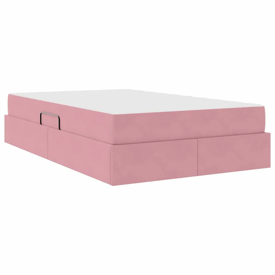 Lit avec rangement et matelas Rose 120 x 200 cm Velours - 8