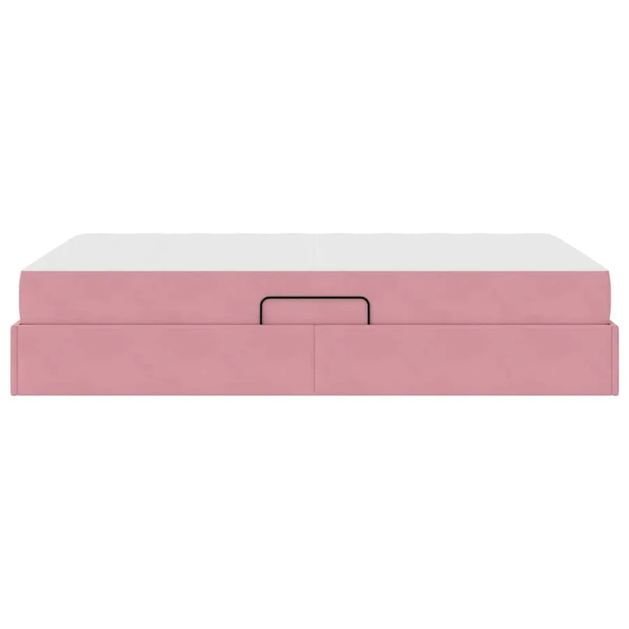 Lit avec rangement et matelas Rose 120 x 200 cm Velours - 9