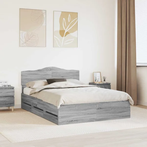 Cadre de lit Gris Sonoma 150 x 200 cm Bois Ingénierie