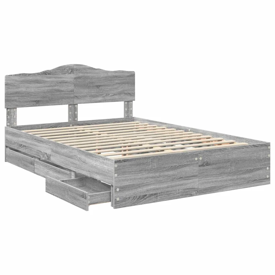Cadre de lit Gris Sonoma 150 x 200 cm Bois Ingénierie - 5