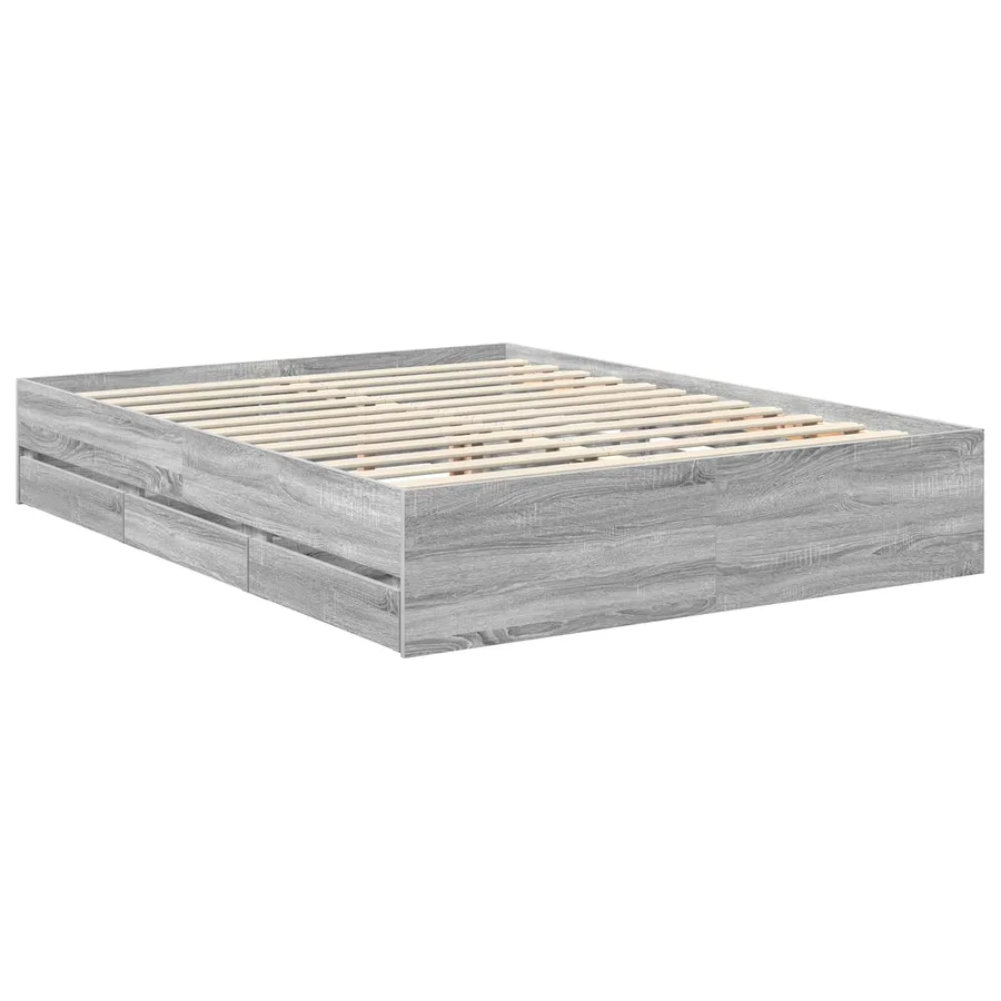 Cadre de lit Gris Sonoma 150 x 200 cm Bois Ingénierie - 6