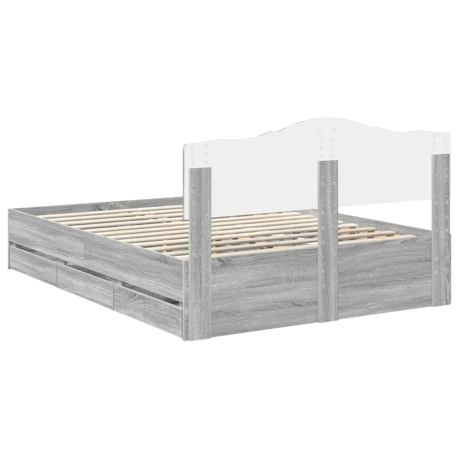 Cadre de lit Gris Sonoma 150 x 200 cm Bois Ingénierie - 8