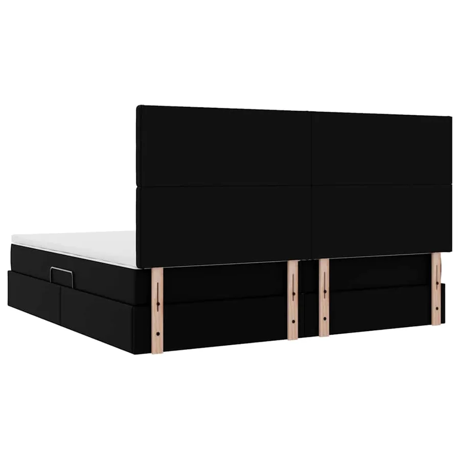 Lit avec rangement et LED Noir 200 x 200 cm Simili cuir - 12