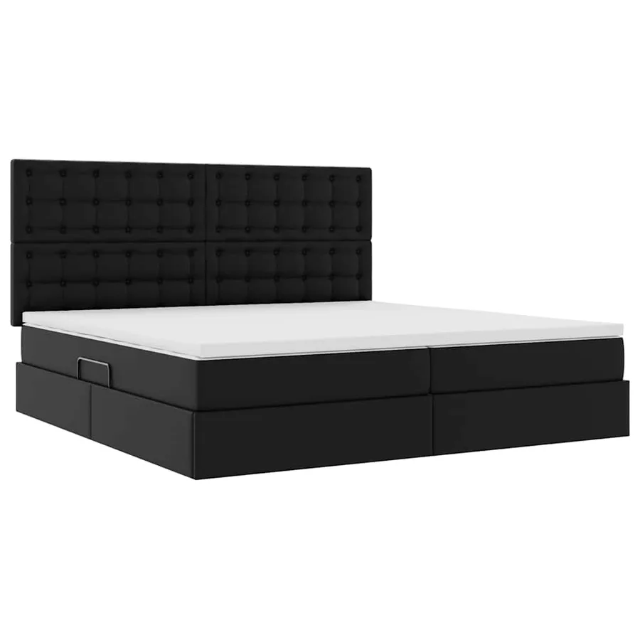 Lit avec rangement et LED Noir 200 x 200 cm Simili cuir - 6