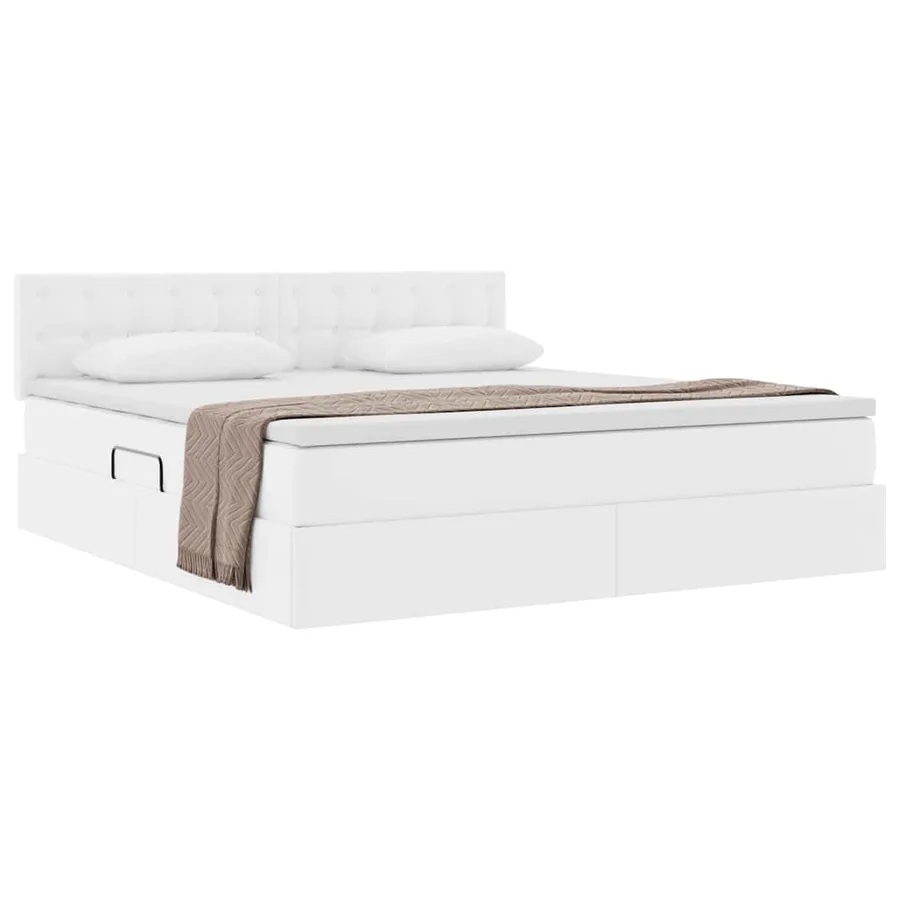 Lit avec rangement et matelas Blanc pur 160 x 200 cm - 3