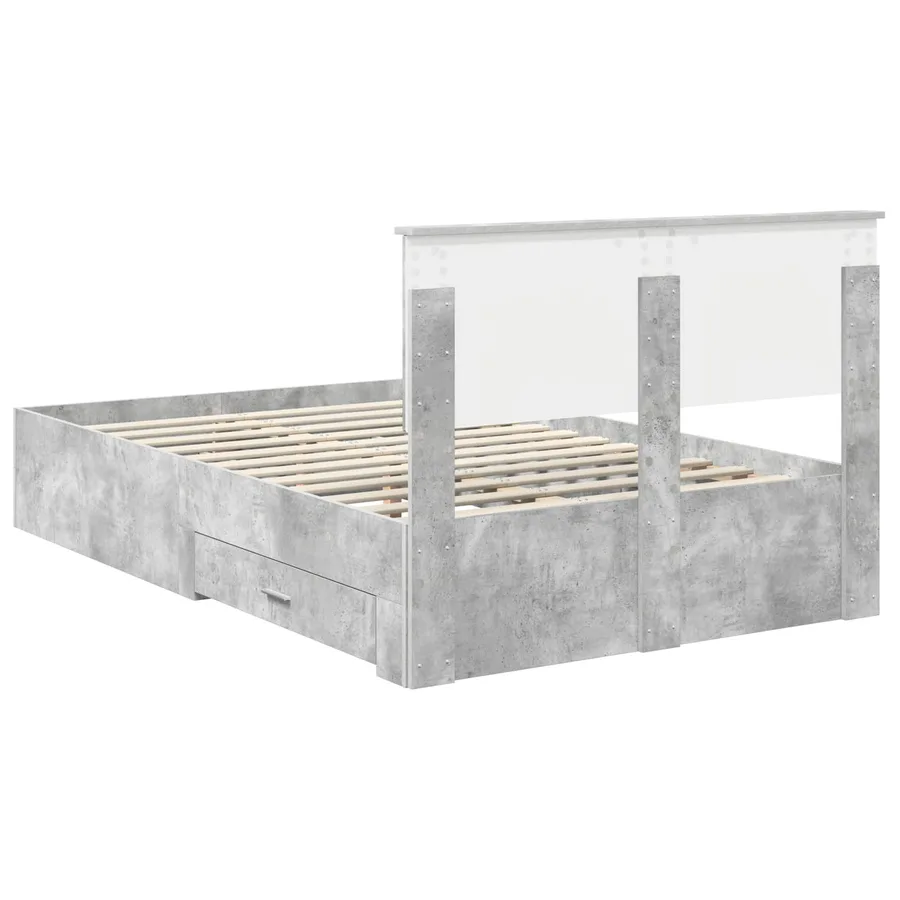 Cadre de lit Gris béton 120 x 190 cm Bois d'ingénierie - 10