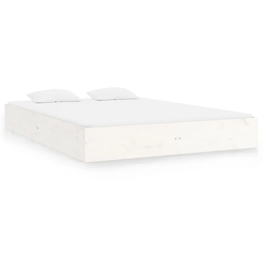 Cadre de lit sans matelas blanc bois massif 120x200 cm - 2
