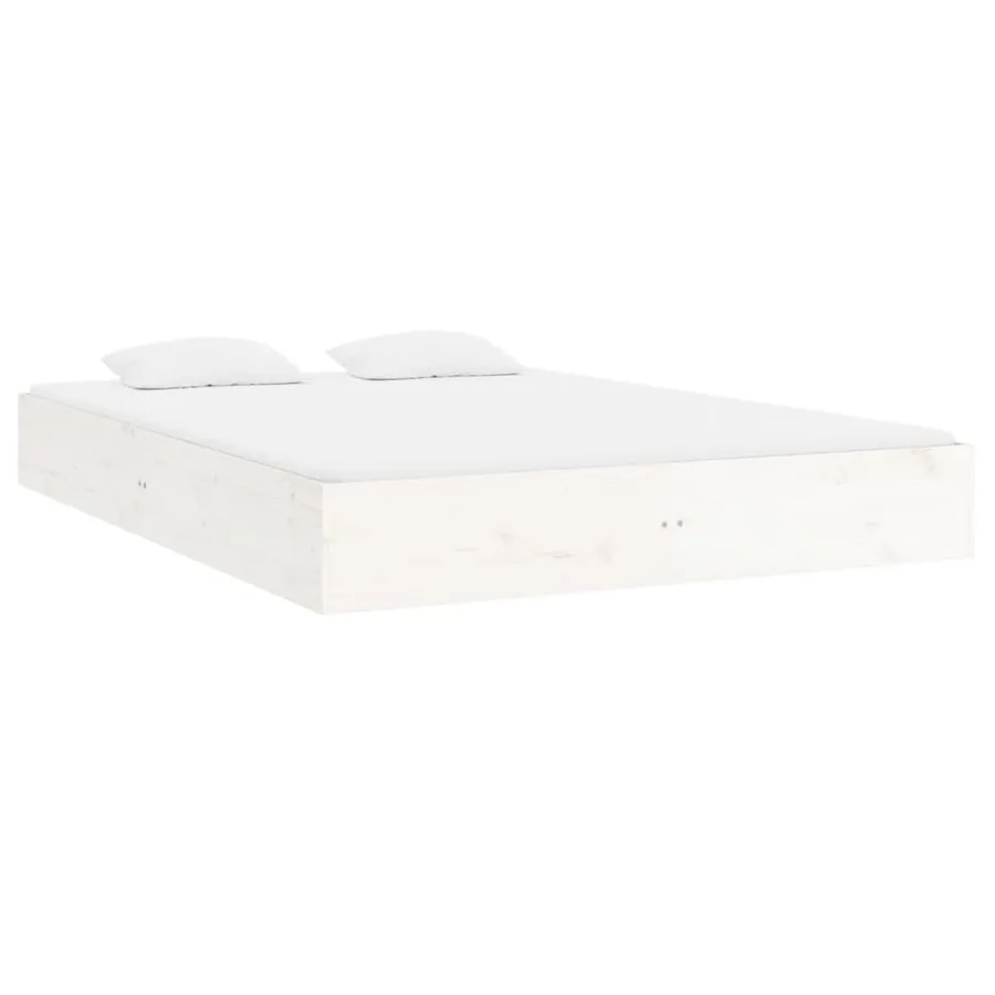 Cadre de lit sans matelas blanc bois massif 120x200 cm - 4