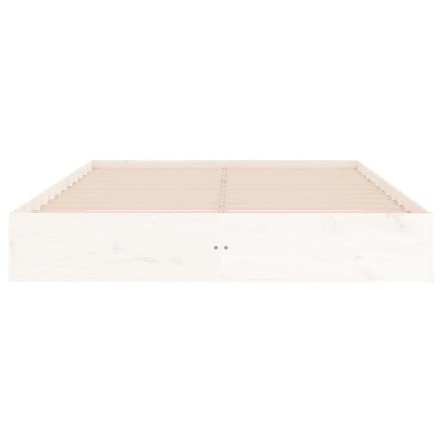 Cadre de lit sans matelas blanc bois massif 120x200 cm - 5