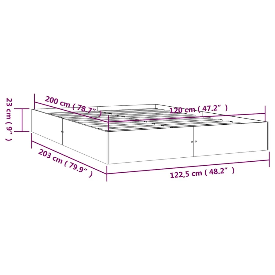 Cadre de lit sans matelas blanc bois massif 120x200 cm - 9