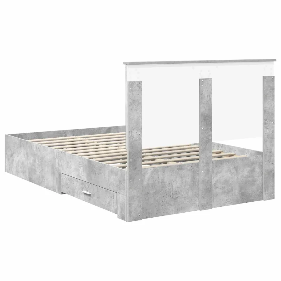 Cadre de lit Gris béton 120 x 190 cm Bois d'ingénierie - 10