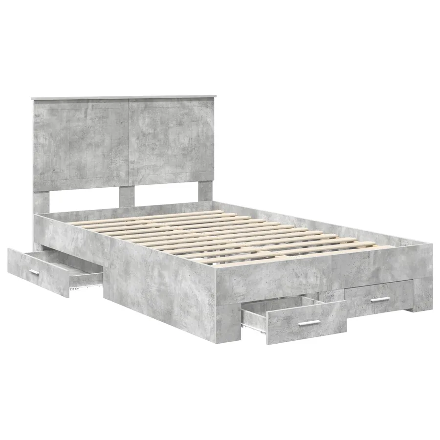 Cadre de lit Gris béton 120 x 190 cm Bois d'ingénierie - 5