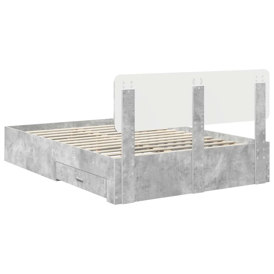 Cadre de lit Gris béton 140 x 190 cm Bois d'ingénierie - 10
