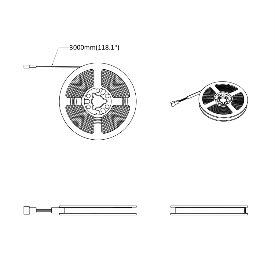 Bande LED 2 pcs Noir et Transparent 3000 mm Cuivre et plastique - 9
