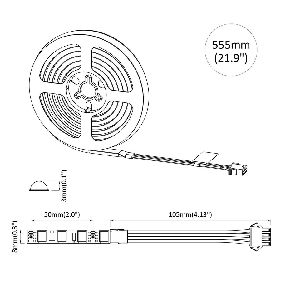 Bande LED 12 pcs Noir et Transparent 450 mm Cuivre et plastique - 9