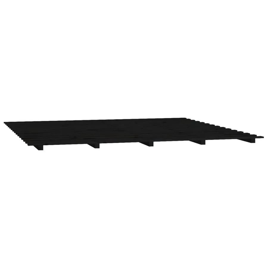 Cadre de lit sans matelas noir 200x200 cm bois massif de pin - 4