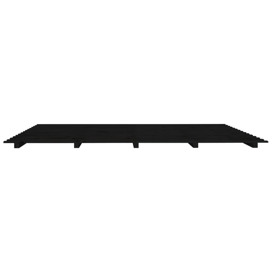 Cadre de lit sans matelas noir 200x200 cm bois massif de pin - 5