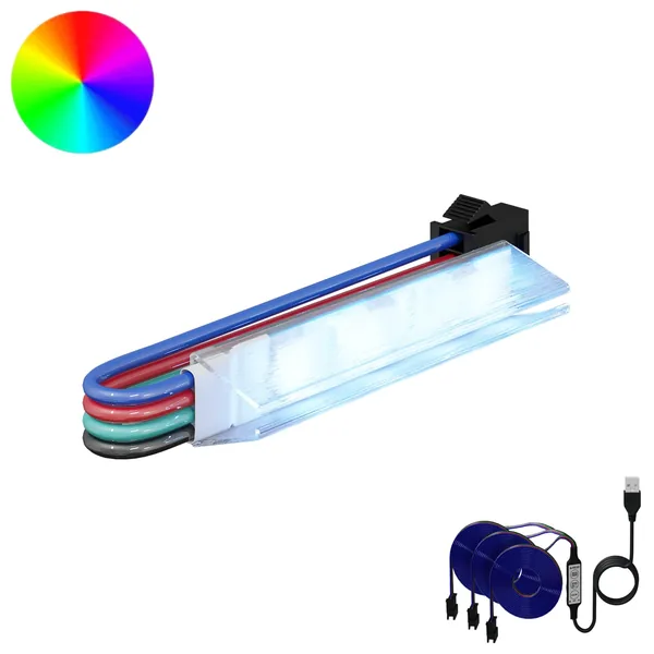 Bande LED 2 pcs Noir et Multicolore 1745 mm Cuivre et plastique