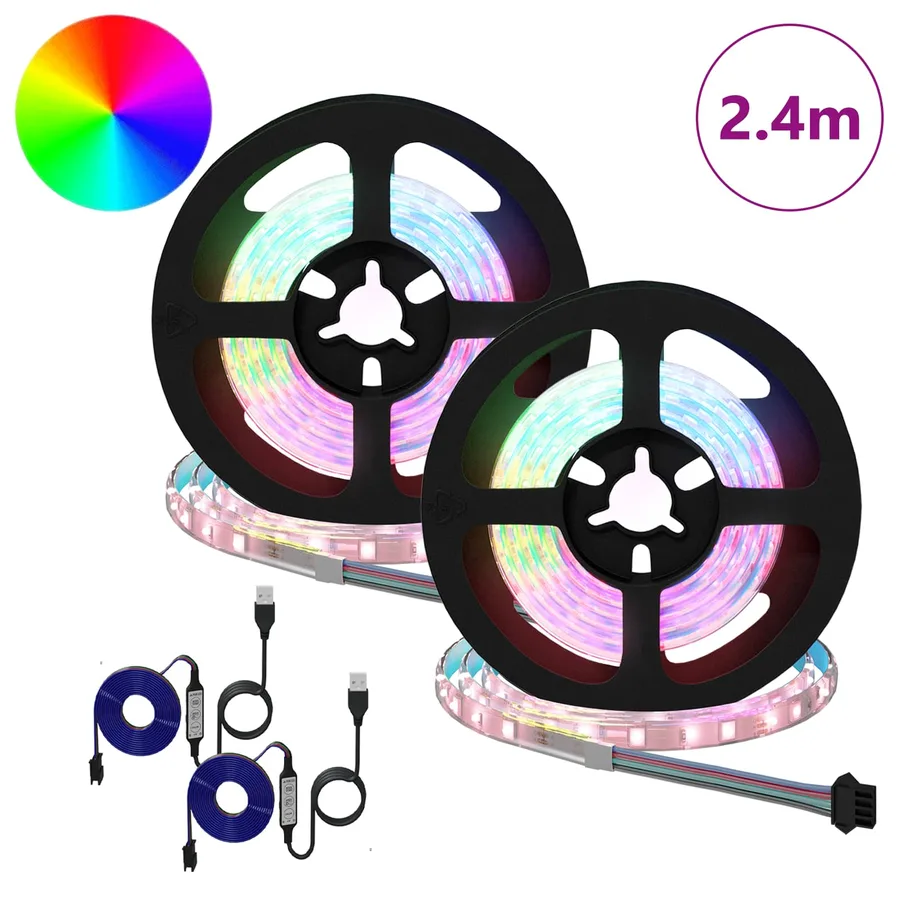 Bande LED 2 pcs Noir et Transparent 1200 mm Cuivre et plastique - 2