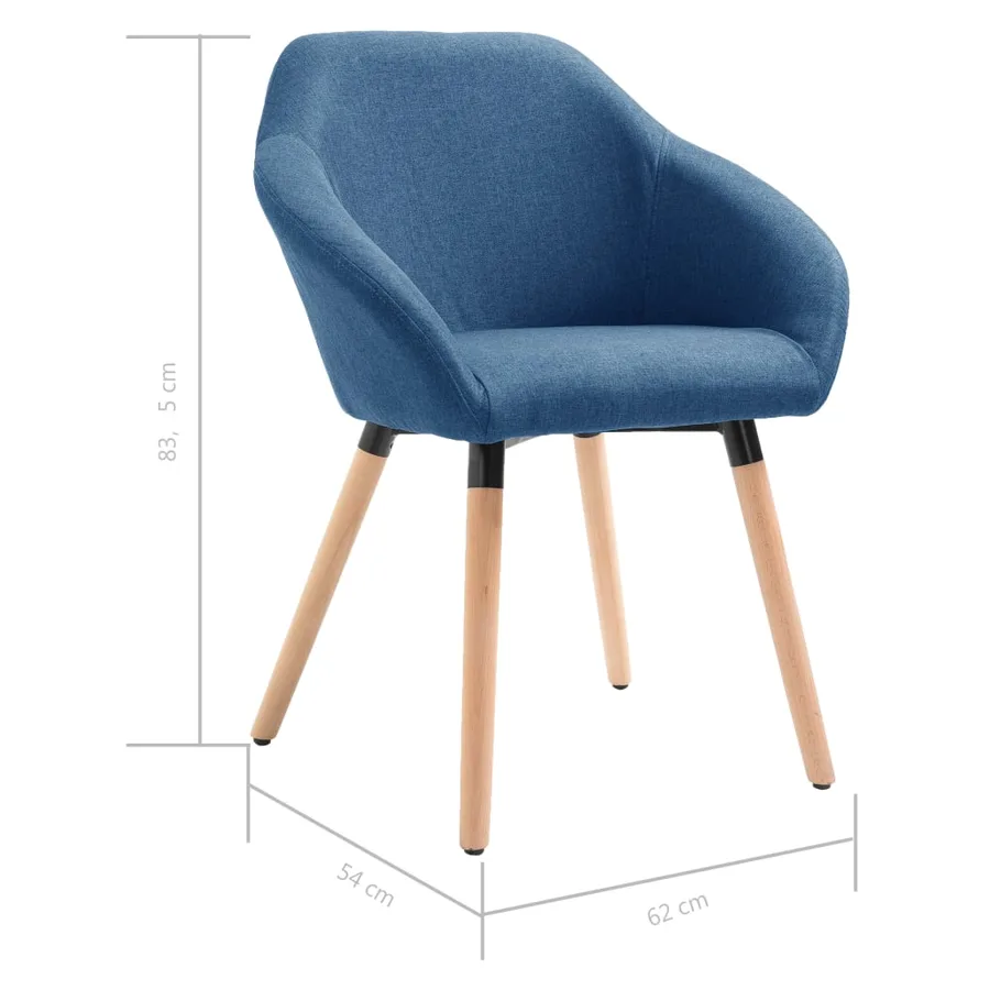 Chaises à manger lot de 4 bleu tissu - 8