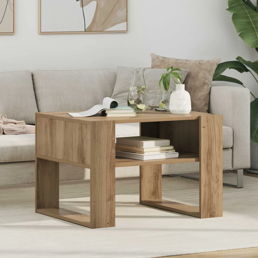 Table basse Chêne artisanal 66 x 53 x 45 cm Bois d'ingénierie