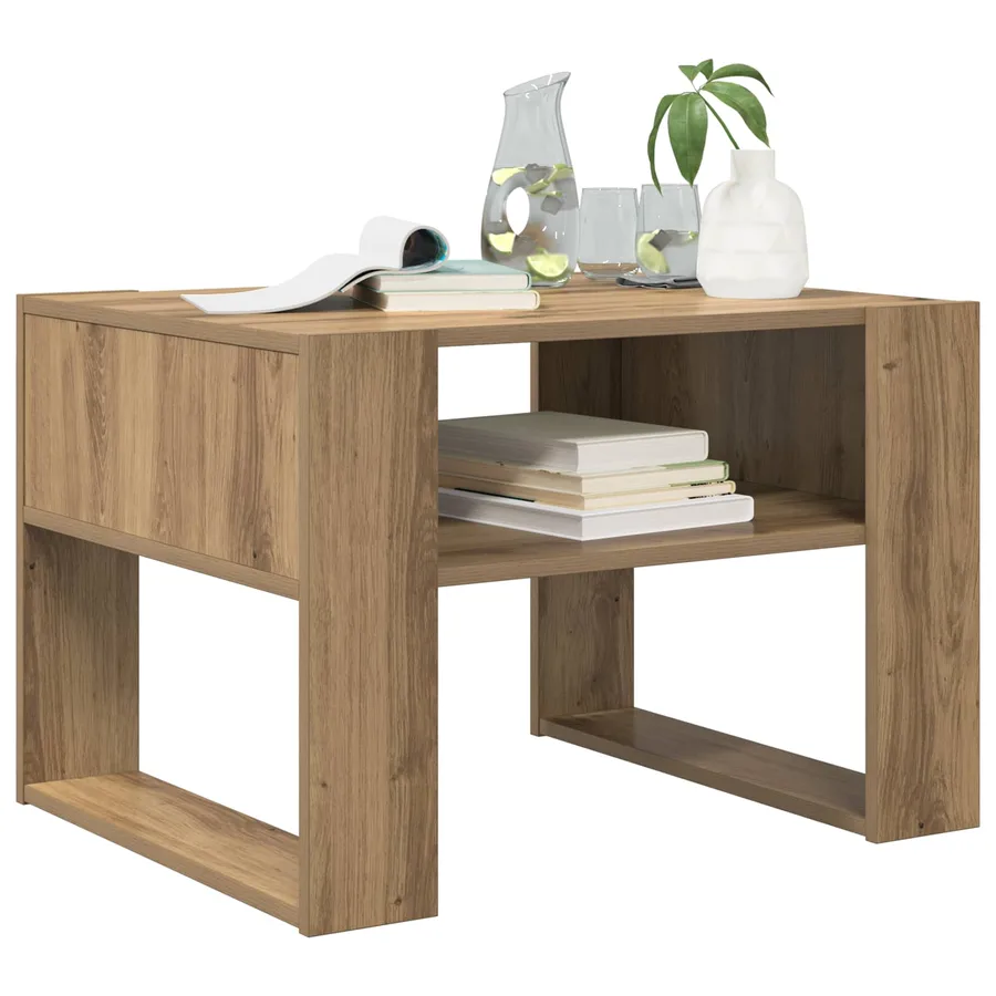 Table basse Chêne artisanal 66 x 53 x 45 cm Bois d'ingénierie - 3
