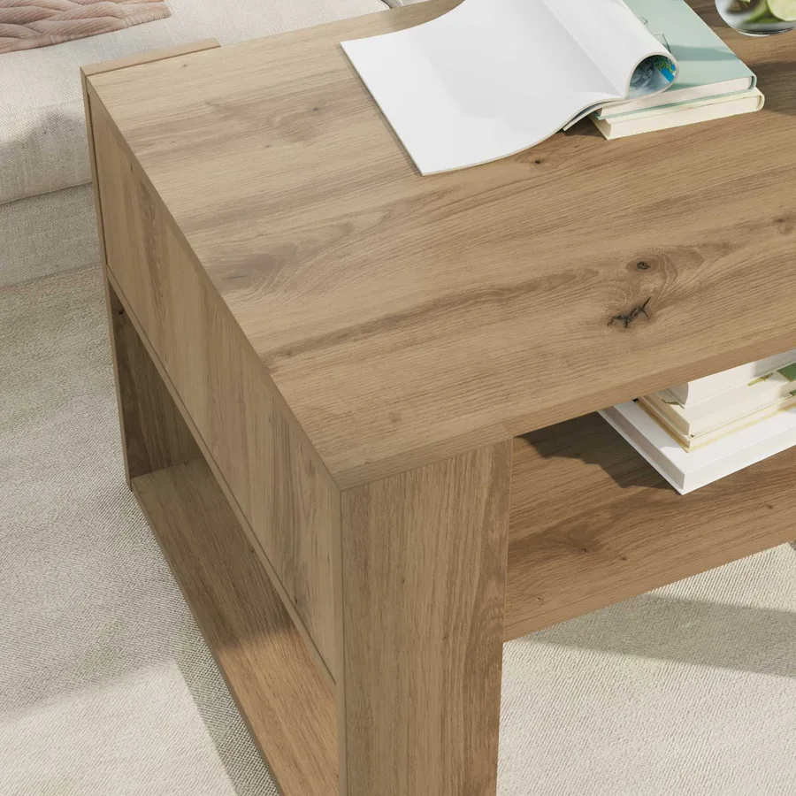 Table basse Chêne artisanal 66 x 53 x 45 cm Bois d'ingénierie - 4