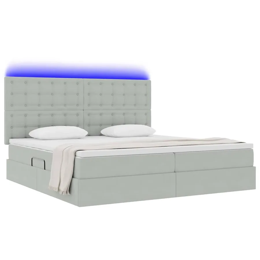 Lit de rangement LED avec matelas Gris clair 200 x 200 cm - 3
