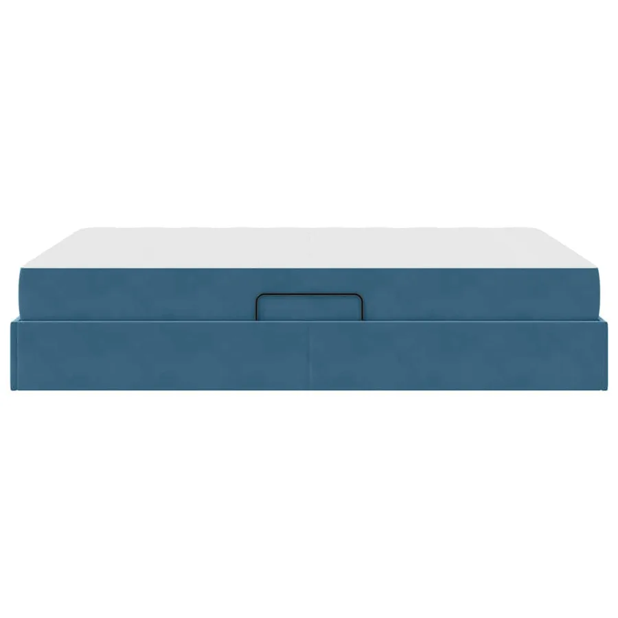 Lit avec rangement et matelas Bleu foncé 140 x 190 cm Velours - 9