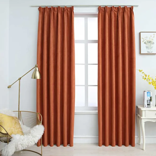 Rideaux occultants avec crochets 2 pcs Rouille 140x175 cm