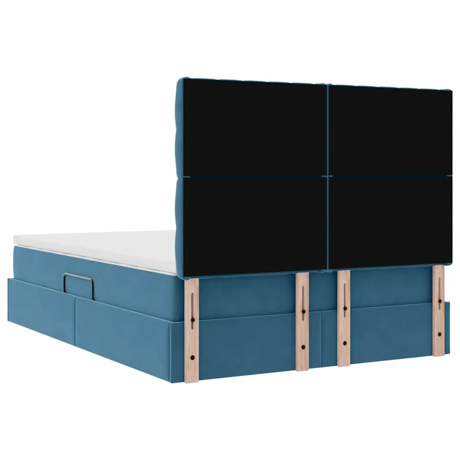 Lit avec rangement et matelas Bleu foncé 140 x 190 cm Velours - 11