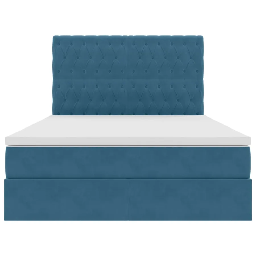 Lit avec rangement et matelas Bleu foncé 140 x 190 cm Velours - 7