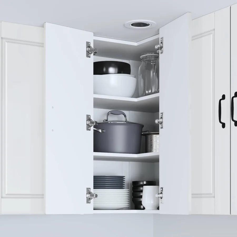 Cabinet d'angle mural PORTO Blanc brillant 57 x 57 x 80 cm - 4