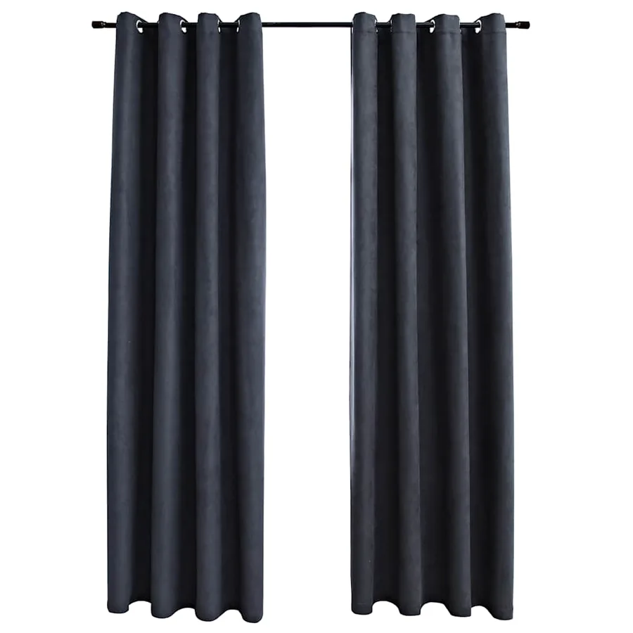 Rideaux occultants avec anneaux Métal 2pcs Anthracite 140x225cm - 2