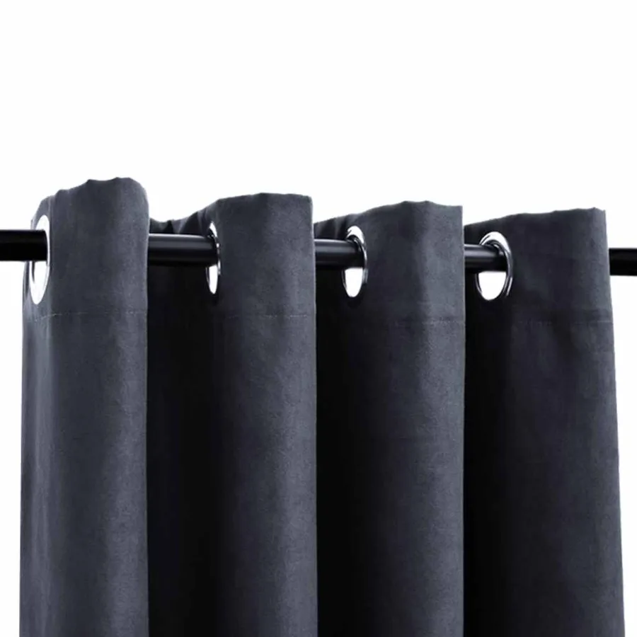 Rideaux occultants avec anneaux Métal 2pcs Anthracite 140x225cm - 3