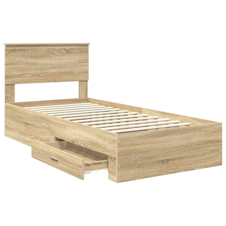 Cadre de lit Chêne Sonoma 90 x 190 cm Bois d'ingénierie - 5