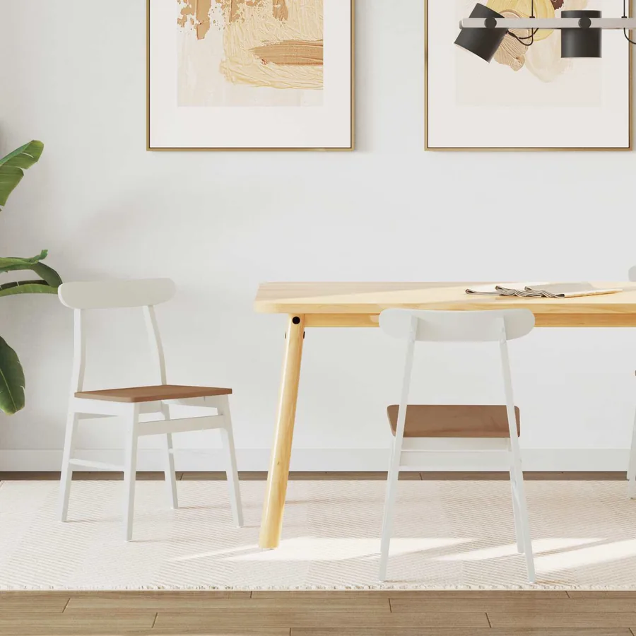Chaise de salle à manger 2 pcs Blanc et Naturel