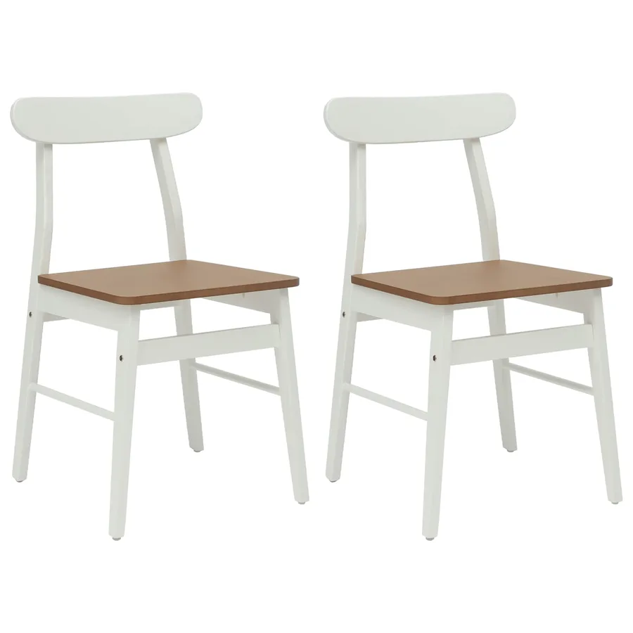 Chaise de salle à manger 2 pcs Blanc et Naturel - 2