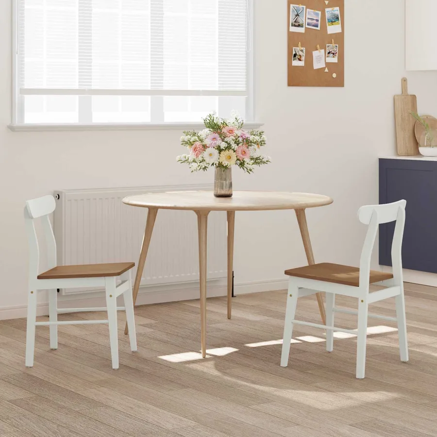 Chaise de salle à manger 2 pcs Blanc et Naturel - 3