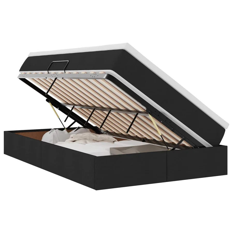 Lit avec rangement et matelas Noir 120 x 200 cm Polyester - 2