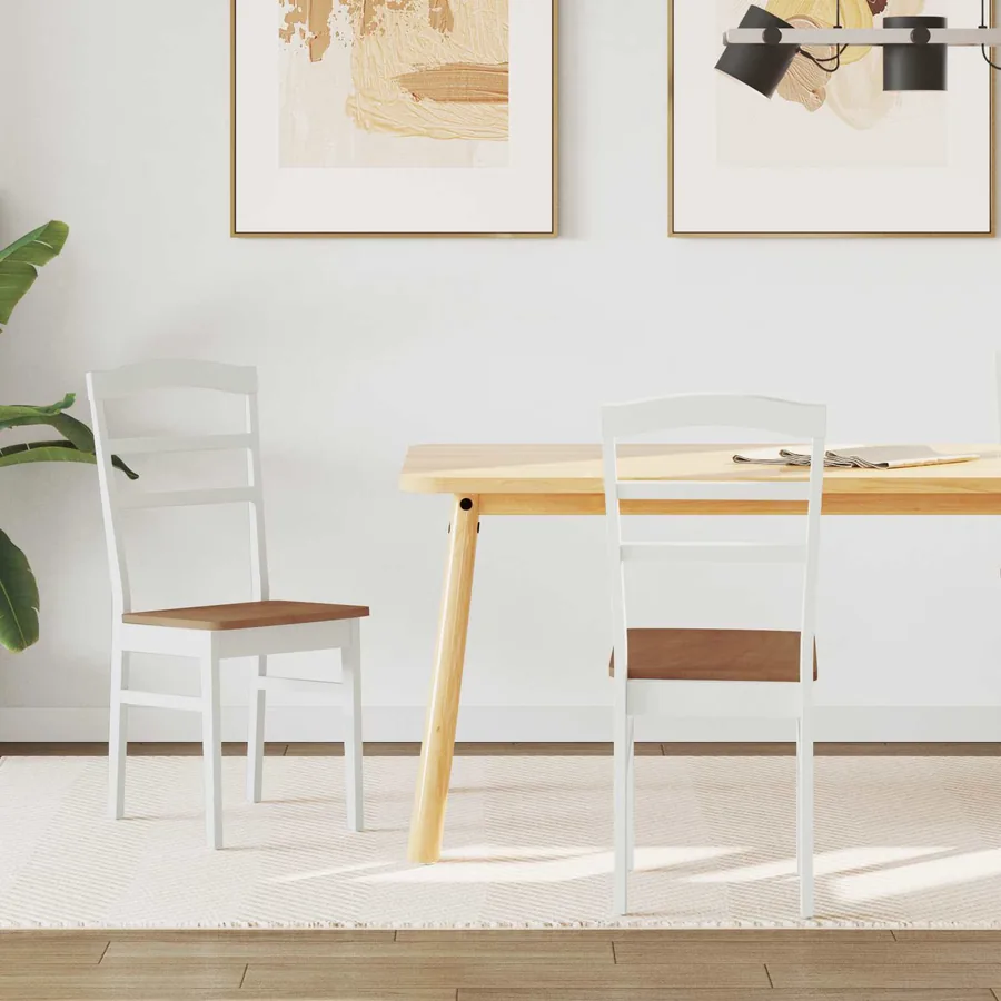 Chaise de salle à manger 2 pcs Blanc et Naturel
