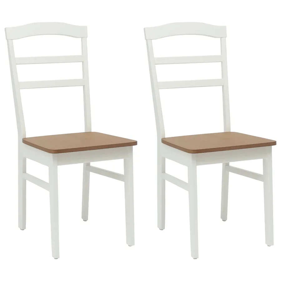 Chaise de salle à manger 2 pcs Blanc et Naturel - 2