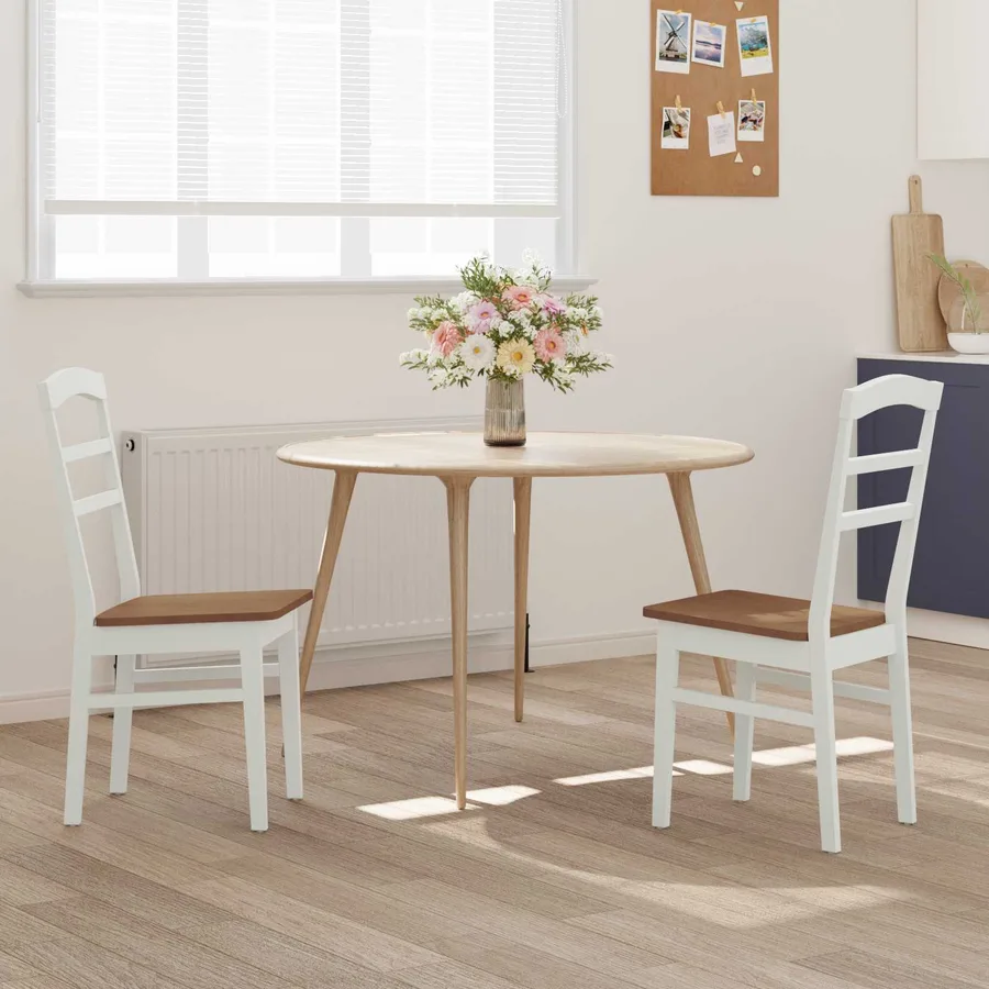 Chaise de salle à manger 2 pcs Blanc et Naturel - 3